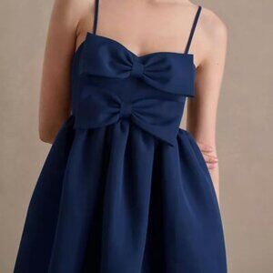 Sachin  & Babi Sloane Navy double bow taffeta midi dress- 4
